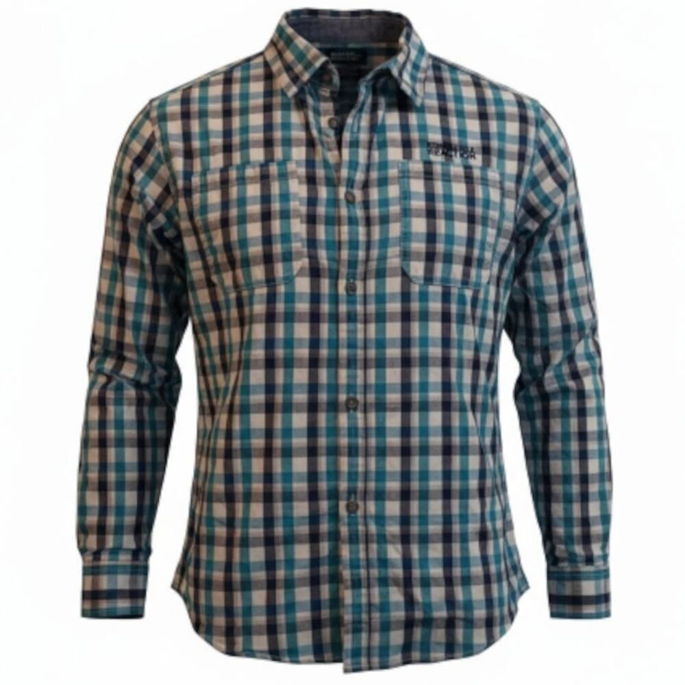 Kenneth Cole Reaction Boys Blue/Green Button Down Long Sleeve Plaid Shirt - XL
